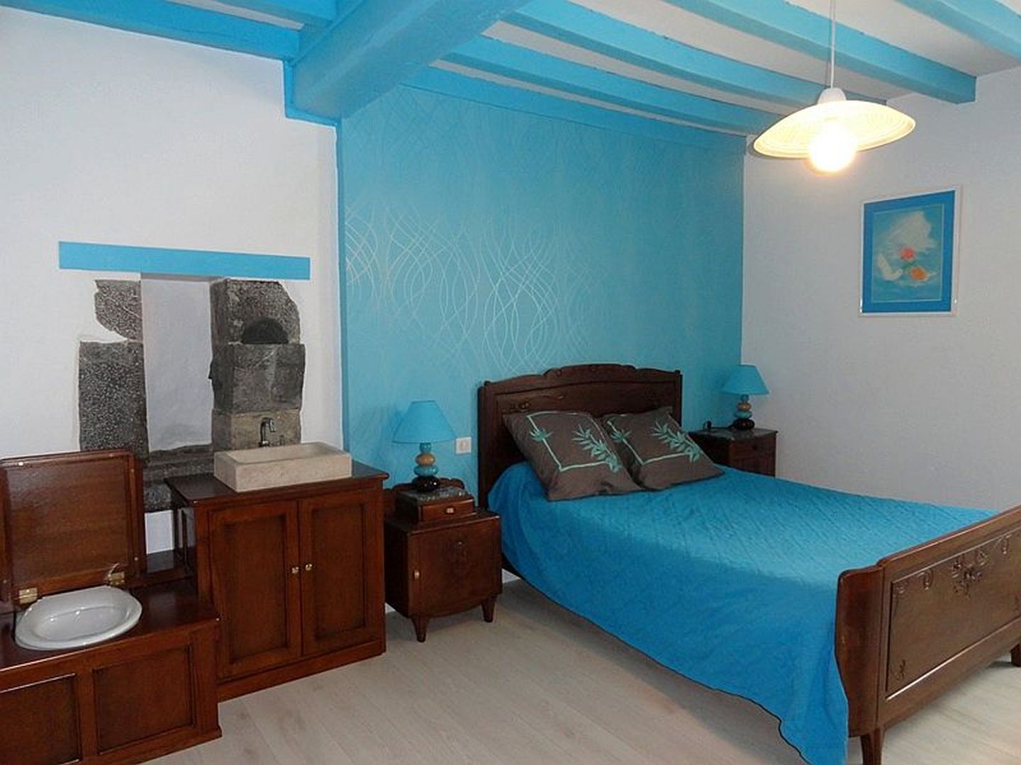 Location Loubet - Maison 10 pers - 11 - Chambre lit double bleu - Mendive 